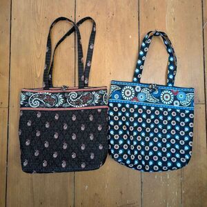 Vera Bradley set of 2 Quilted Tote Bag Purse Handbag